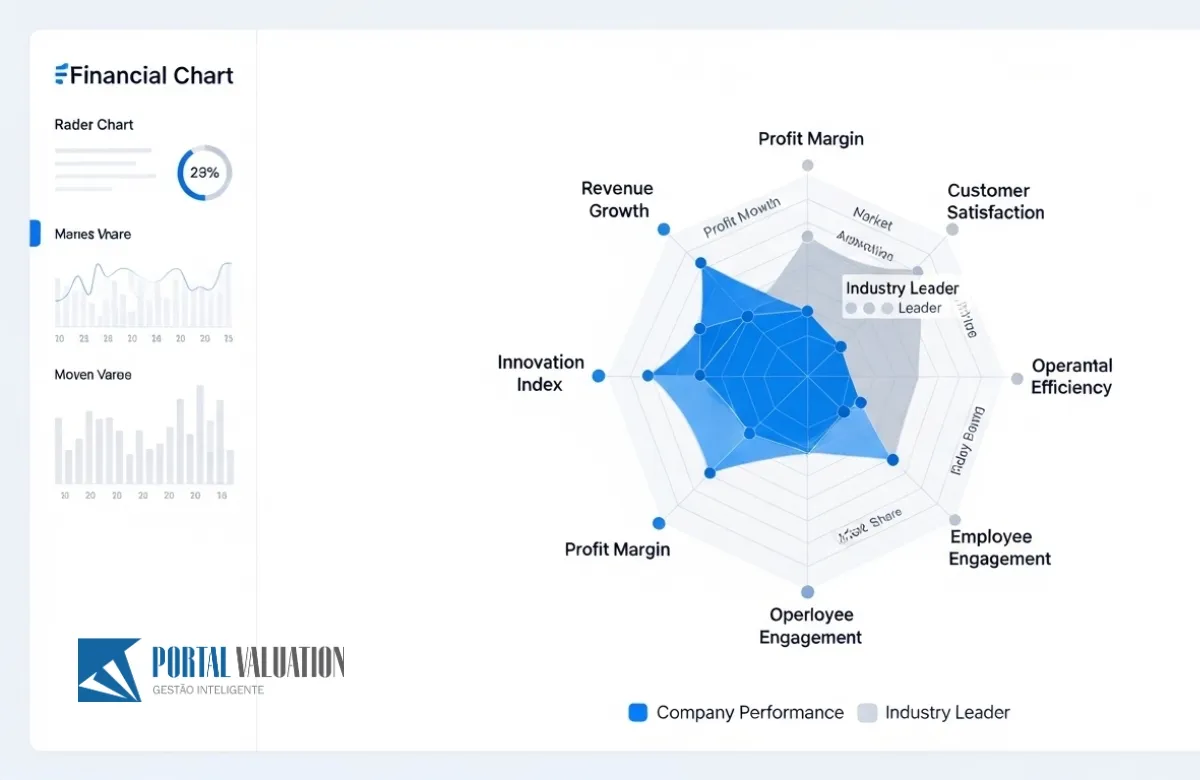 Gráfico comparativo de desempenho EBITDA entre a empresa e os líderes de mercado.