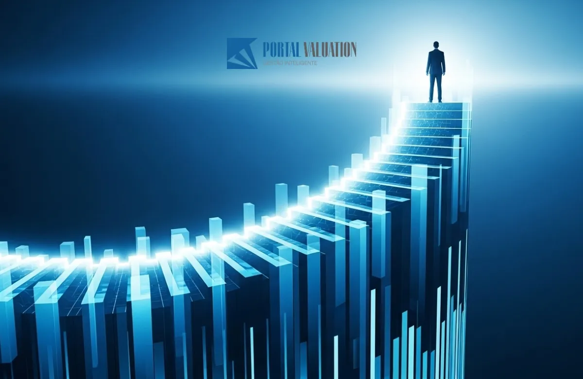 Gráfico de escada ascendente mostrando o crescimento exponencial do lucro operacional. Como Aumentar o EBITDA para o Valuation