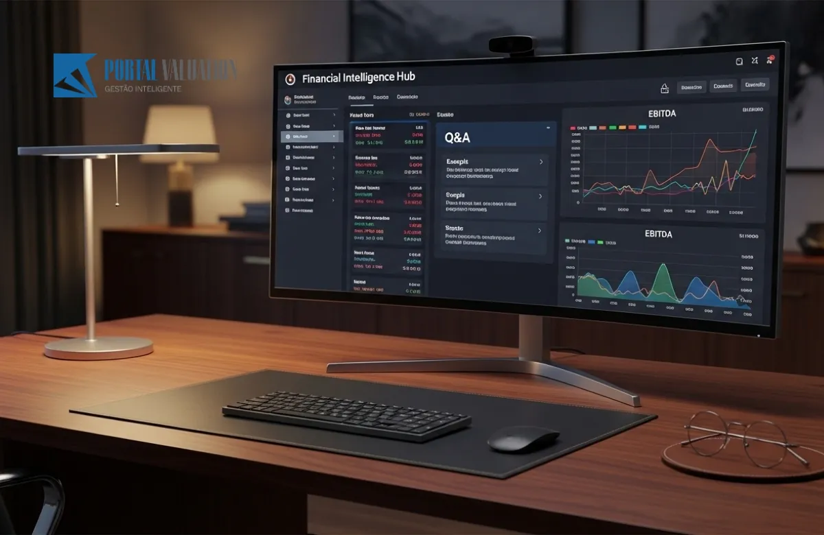 Central de inteligência financeira com dados detalhados e respostas estratégicas sobre o aumento do EBITDA para Valuation.
