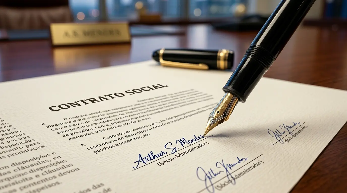 Caneta tinteiro de luxo assinando uma alteração de contrato social de uma sociedade limitada. como avaliar quotas de uma empresa limitada
